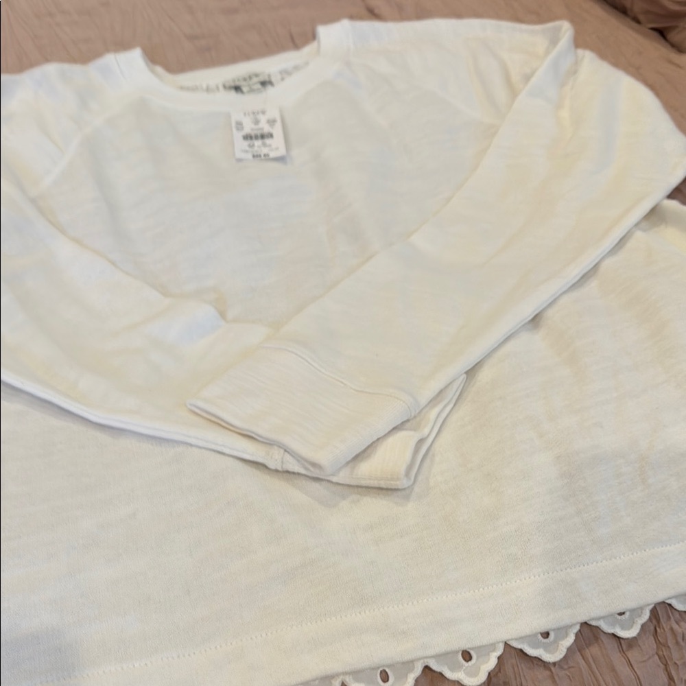 NWT J. Crew White Long Sleeve Top With LACE BACK